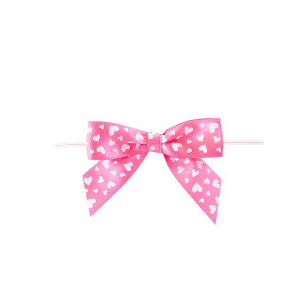 Reliant Ribbon Hearts Satin Loops X 3-1/4in Span, 2 Tails