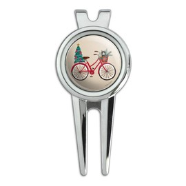 GRAPHICS & MORE Christmas Bicycle Bike and Cat in Basket Golf Divot Repair Tool and Ball Marker