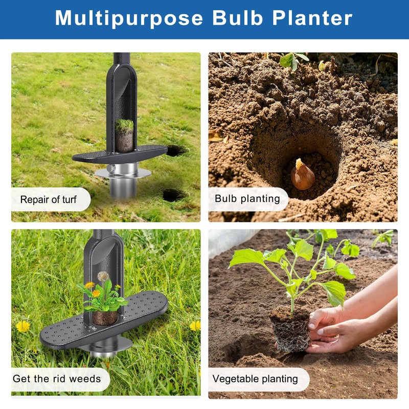 Grass Plugger Tool with Adjustable Digging Depth from 3 to