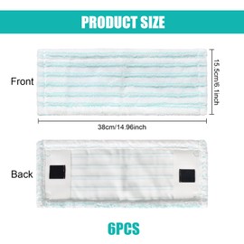 6 Mop Covers for Leifheit Clean, Leifheit Replacement Mop Covers, Fibre System Efficient Microfibre Covers for Leifheit Floor Mop Cover, Stains Quick Removal, for All Floor Types, 38 x 15 cm