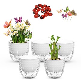 Dblhaphm Plant Pots Indoor with Drainage - 6.3 Inches Diamond Flower Pots for Indoor Planter - 5 Pack Plastic Planters - Ideal for Festival Gift or Home Decorations (5 Pcs 6.3" Diamond Garden Pots)
