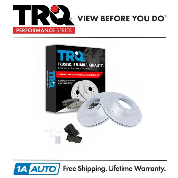 TRQ Front Performance Drilled & Slotted Brake Rotor & Posi