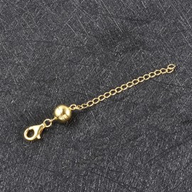 TJC Magnetic Ball Clasp with 2 Inch Extender in Yellow Gold Plated Sterling Silver Chain, Necklace, Bracelet, Anklet Extender with Sterling Silver Material Size 2inch