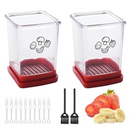 SKTMH 2Pcs Fruit Slicer Cup, Stainless Steel Strawberry Slicer Egg Slicer Banana Slicer Fruit Slicer Speed Fruit Cutter with Push Plate Kitchen Portable Slicing Tool Kitchen Gadget