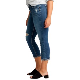 Silver Jeans Co. Women's Elyse Mid Rise Comfort Fit Capri Jeans, Power Stretch Medium, 27
