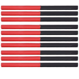 Pack of 10 building pencils, red and blue, 175 mm long, pencil refill pen, hexagonal carpenter's pencil, carpenter for wood, metal, leather and plastic