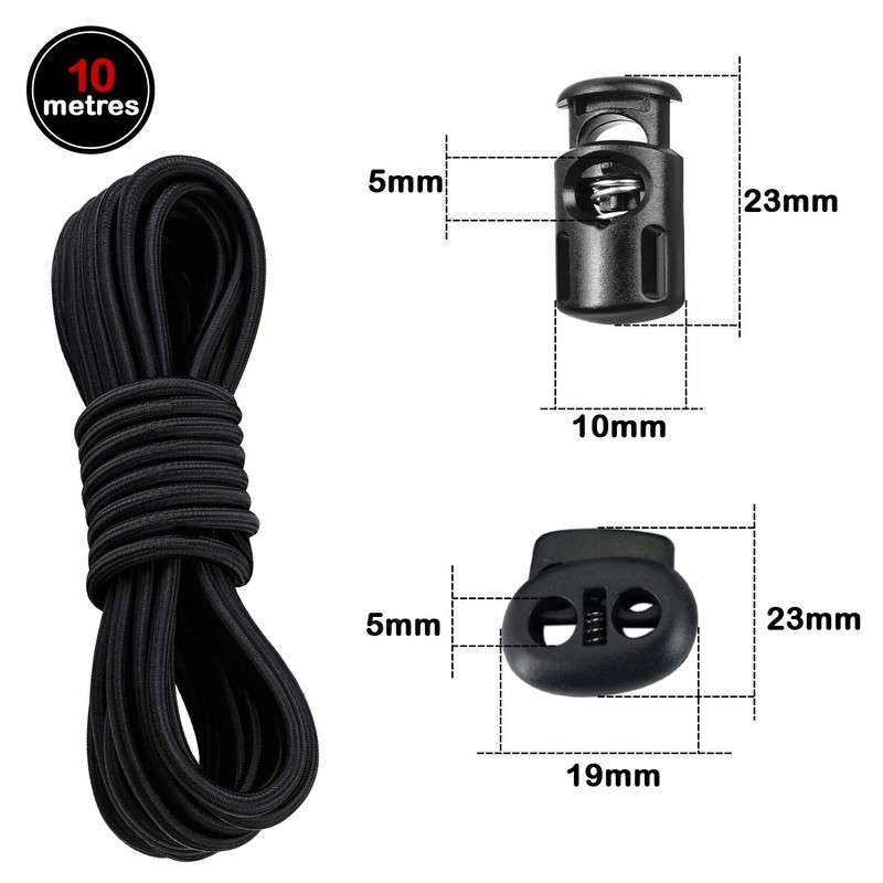 Trimming Shop 4mm Elastic Bungee Shock Cord 10 Metres Lengths,