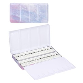 PATIKIL Empty Watercolor Palette, Metal Watercolor Tin with 52pcs Half Pans Paint Case with Lid Paint Box for Travel Gouache Oil Painting, Dark Pink