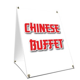 A-Frame Sidewalk Chinese Buffet Sign with Graphics On Each Side | 24" X 36" Print Size