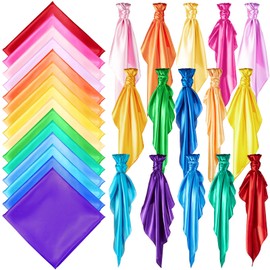Geyoga 15 Pcs Satin Play Scarves 35'' Square Colorful Dance Scarves for Juggling Play Scarves for Toddlers Creative Pretend Magician Tricks Performance Props Accessories, 15 Colors