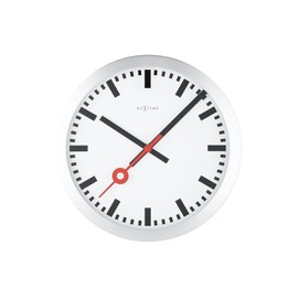 NeXtime 3998ST Wanduhr Tischuhr Bahnhofsuhr STATION, lautlos, rund, Weiß, ø 19 cm