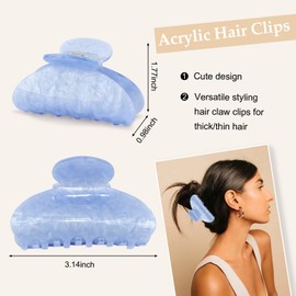Vovii 4Pcs Acrylic Claw Clips for Women Hair Accessories, Medium Sized Cute Trendy Claw Clips for Thick Thin Hair (White, Blue)