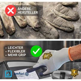 G4P Master Flex Touch - Work Gloves for Men with Touch Screen Function, 3 Pairs of Assembly Gloves for Workshop & Precision Work, Nitrile Coating, Size XL (Size 10), Colour: Grey/Black