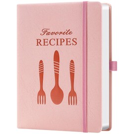 Blank Recipe Book to Write Your Own Recipes – Room for 124 Recipes, Hardcover, 120 Gsm Thick Paper, Family Cookbook Journal Notebook, Size A5(5.4" × 8.5") - Pink