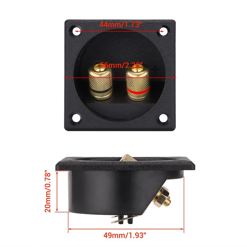 Facmogu 2PCS 2.2 Inch Square 2-Way Speaker Box Terminal Cup
