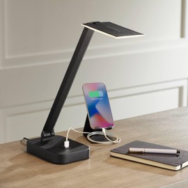 Possini Euro Design Possini Euro Rayven Adjustable Height Black Finish LED USB Desk Lamp