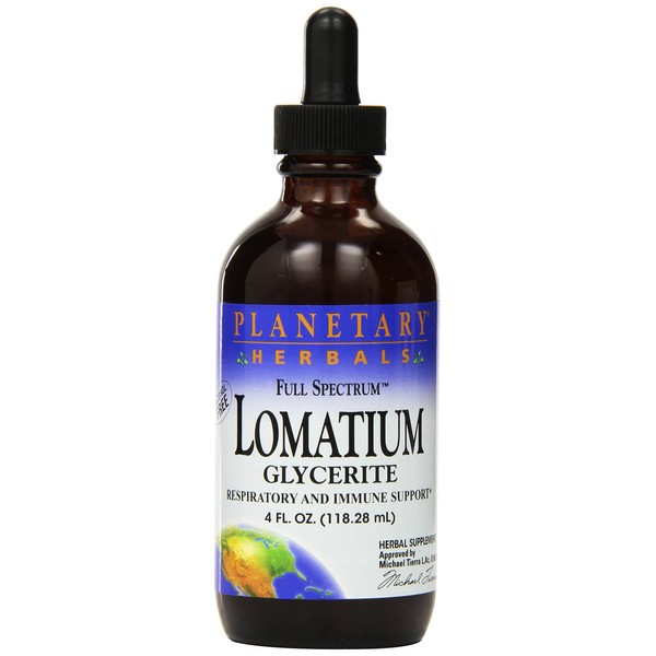 Planetary Herbals Lomatium Glycerite Full Spectrum Liquid, Respiratory and Immune Support, 4 Ounces