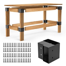 YAGEANNL Workbench Corner Brackets, 8 Pcs Steel Workbench Bracket Kit for Custom Workbench, Shelving, Work Table, 3-Way Right Angle Corner Bracket for 2x4 (Actual 1.5"x3.5") Wood - Black