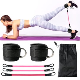 Ligas de Resistencia para Ejercicio, Equipo de Entrenamiento de Cadera con protección de Tobillo, Bandas elásticas de Resistencia apilables de 60 LB, Equipo de Ejercicio de Cadera y Pierna.