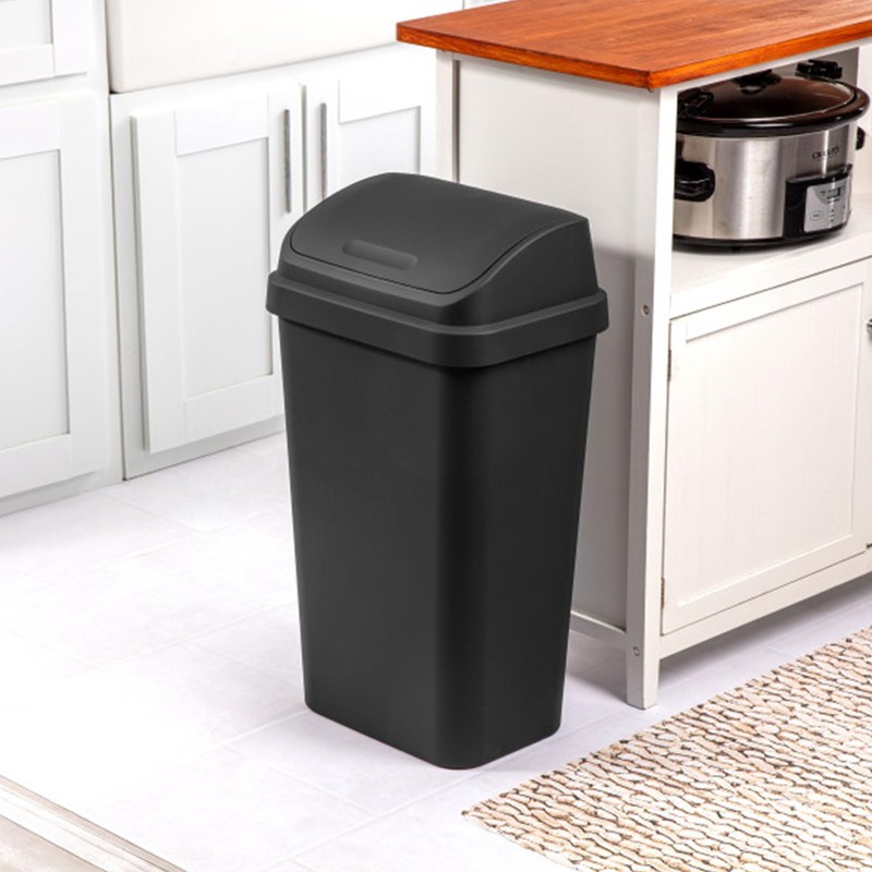 Sterilite 8-Pack Swing Top Wastebasket, Sleek Square Profile Trash Can,