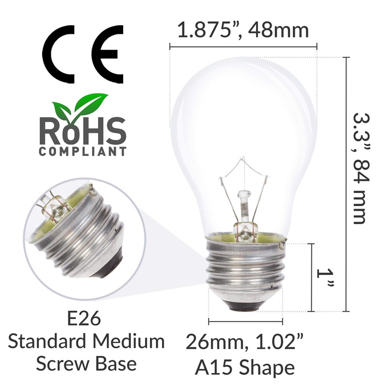 Simba Lighting Appliance Light Bulb A15 40W (6 Pack) Incandescent