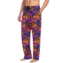 Pajama Pants for Men, Skull Puttern Men's Separate Bottoms, Lounge Pants, Relaxed Sleep Pant