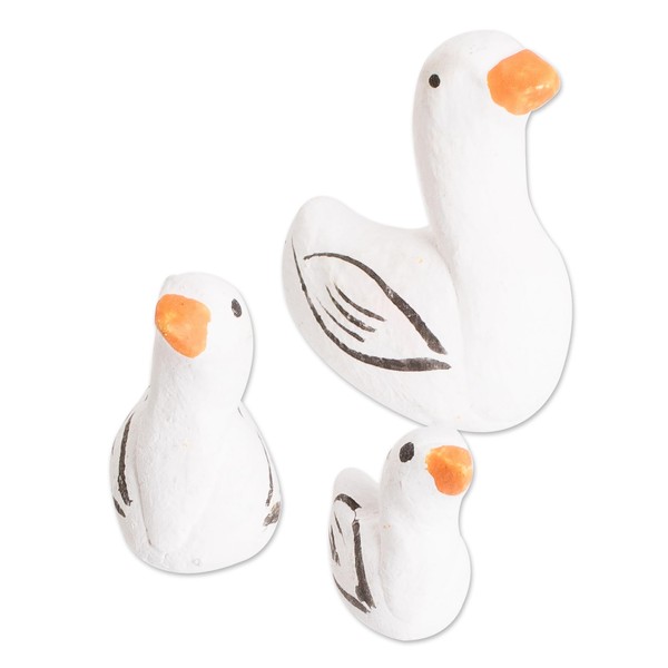 NOVICA Artisan Handmade Ceramic Figurines Set of 3 Goose from