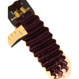 BEEOS Human Braiding Hair for Boho Braids 100g 20 Inch, #99J Burgundy Deep Wave Boho Braids Human Hair Bulk for Bohemian Micro Knotless Braiding 2 Bundles Per Pack