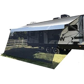 Tentproinc RV Awning Sun Shade Screen Sunshade 8' X 15' 3'' (Fit for 16' Awning)- Mesh Sunscreen Motorhome Camper Trailer Awning Shade Screen UV Blocker Completed Kits - 3 Year Warranty (Black)