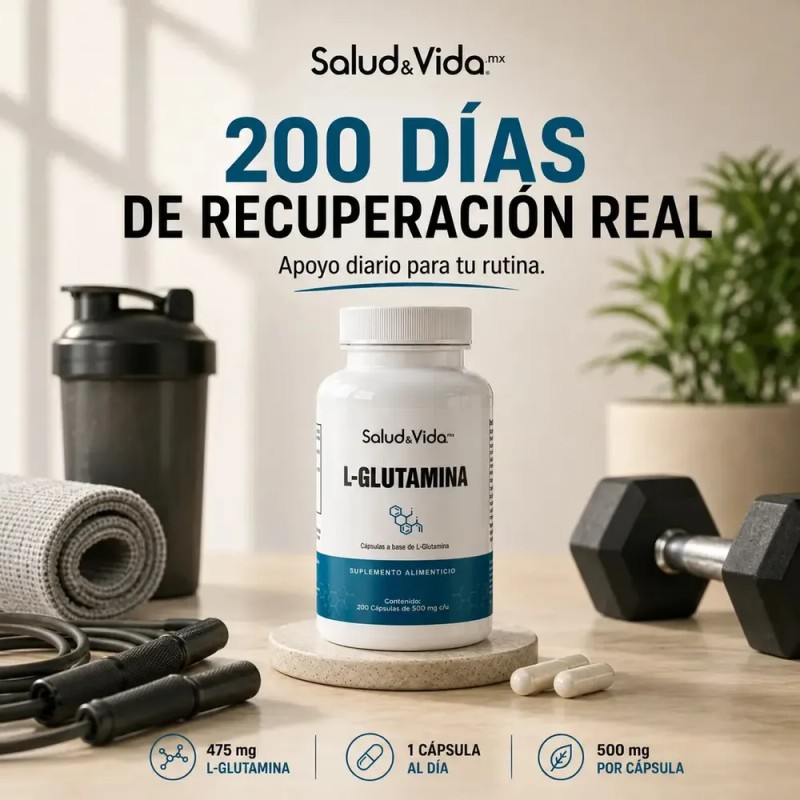 L-Glutamina | 200 Cápsulas de 500 mg | Aminoácido en