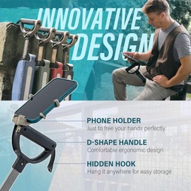 STEP2GOLD Ta-Da Chair Series 2 PRO, Portable Walking Stick, Cane with Seat, Foldable Chair, Hiking Stick, for Camping, Hiking, Lightweight Aluminum, Easy Carry, Anti-Slip (Red)