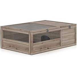 MoNiBloom Wooden Tortoise Habitat Tortoise House Indoor/Outdoor Tortoise Enclosure, Home Small Animal Breeding Box Small Amphibians Enclosure Cage Reptile Cage for Gecko Lizard Snake 37 x 25.5 x 12 in