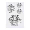 Azeeda 4 x 'Nilpferd in einem Pool' Temporäre Tattoos -