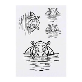 Azeeda 4 x 'Nilpferd in einem Pool' Temporäre Tattoos - Wasserfest, Hautfreundlich & Ungiftig · Transfers in Verschiedenen Größen (TO00071422)