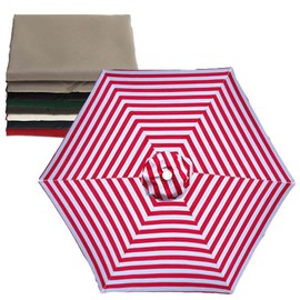 Outdoor Patio Umbrella Replacement Canopy 9FT Replacement Umbrella Cover Garden Pool Parasol Top Fabric Cover With 6 Ribs/8 Ribs (Only Polyester Canopy) (Color : Red+White, Size : 3.0m/10FT-6Ribs)