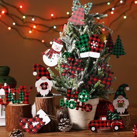 Fvviia Christmas Décor, Wooden Snowflake Gnome Snowman Hanging Signs Ornaments Christmas Tree Decoration Signs Wood