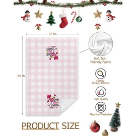 FISWAFY Pink Christmas Martini Kitchen Towels, Martini Lovers Gifts Dish Tea Towels, Pink Glitter Coquette Christmas Decorative Hand Towel for Kitchen Bar Cart Decor, 16x24 Inch