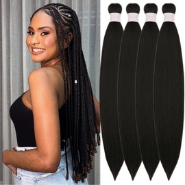 Black Braiding Hair Pre Stretched Hypoallergenic Knotless Synthetic Color 1B prestretched Braiding Hair Itch Free Braids 26 Inch Flame Retardant