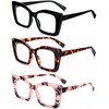 REAVEE 3 Pack Oversized Square Reading Glasses Oprah Style for