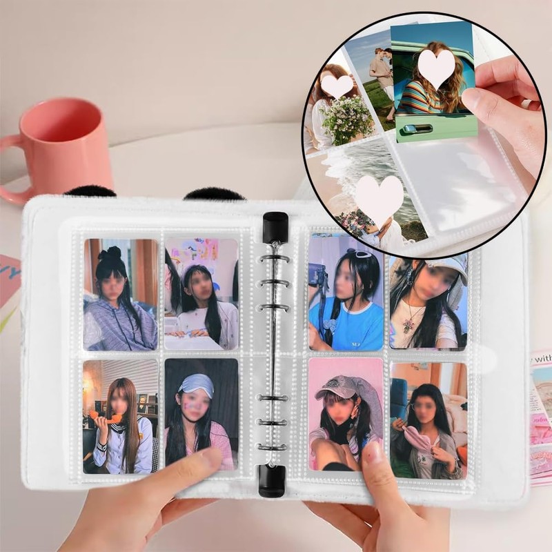 Sticker Album, A6 Binder for Girls, Fluffy Cute Animal Design,