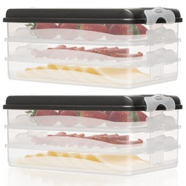 Hausfelder Cold Food Containers for Fridge, Stackable Food Box, Fridge Organiser with Lid (Anthracite, 8-Piece)