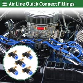 Motoforti Push to Connect Air Fittings 1/4" 90 Degree Air Flow Control Valve Plastic Metal M5 5 Pcs Black Gold Tone