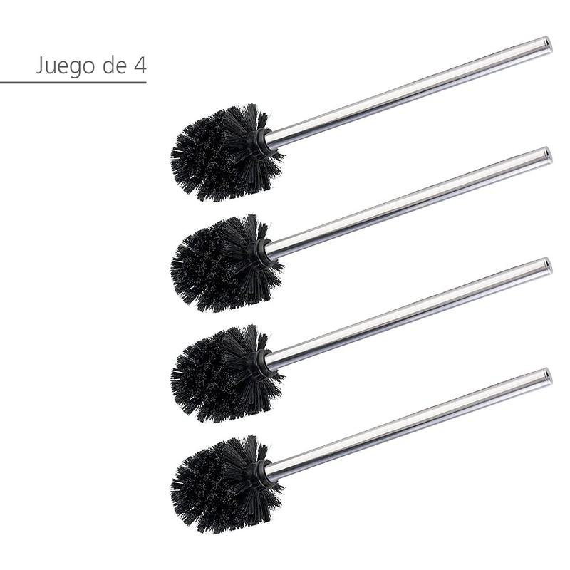 WENKO Set of 4 Toilet Brushes with Stainless Steel Handles