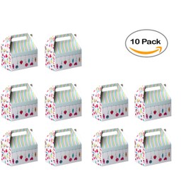 Hammont Paper Treat Boxes -10 Pack- Party Favors Treat Container Cookie Boxes Cute Designs Perfect for Parties and Celebrations 6.25" x 3.75" x 3.5" (Ice Cream)