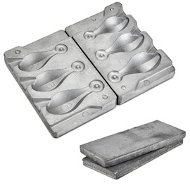 MOPHOEXII Bank Sinker Mold with 2.1 LB Lead Sheet,Fishing Weight Molds with 3 Mold Cavities,4oz, 5oz, 6oz,Without Handle