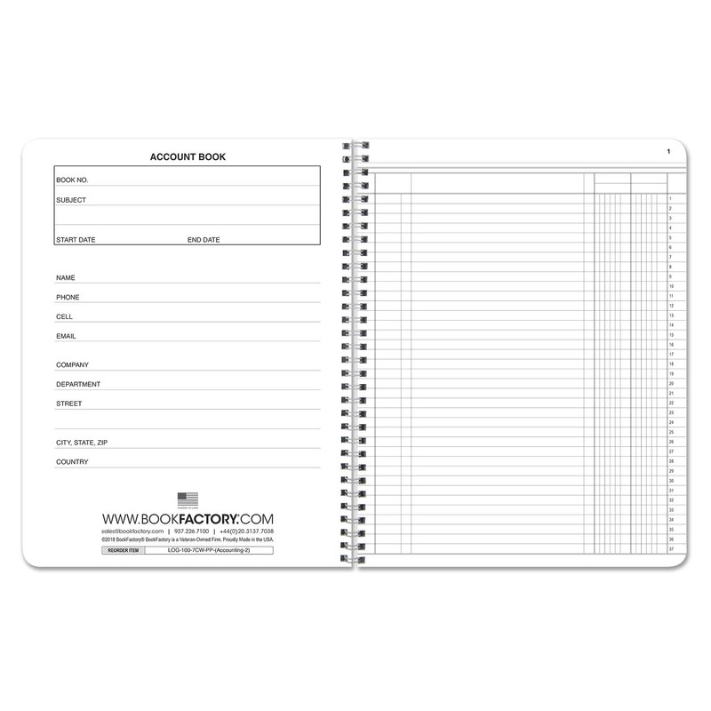 BookFactory 2 Column Ledger Book/Account Book/Accounting Ledger/Notebook Two Columns Columnar