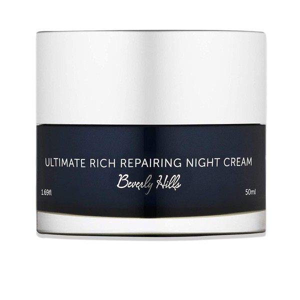 Beverly Hills Moisturiser Night Cream for Face with Hyaluronic Acid, Jojoba Oil, and Squalene for Anti Ageing Wrinkle Repair and Hydrating Dry Damaged Skin, 50 ml