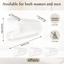 6 Pair Toe Separators for Women, A Shaped Silicone Toe Separators for Overlapping Toes, Transparent Toes Separator for Men and Women(S Size)