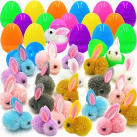 Olixmlya 24 Pack Easter Egg Fillers Plush Bunny Toys, Easter Eggs Filled Mini Colorful Bunny Filled for Kids Toddler Teens Boys Girls Easter Basket Stuffers Easter Party Favors