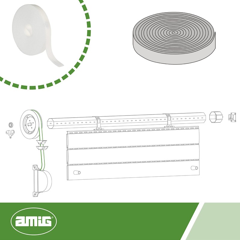 Amig - Roller shutter tape for blinds, easy installation, UV-resistant